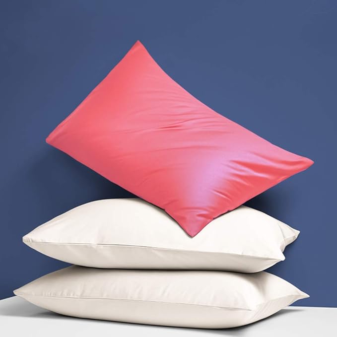 NTBAY Zippered Satin Pillow Cases for Hair and Skin, Luxury Queen Hidden Zipper Pillowcases Set of 2, 20x30 Inches, Coral Pink