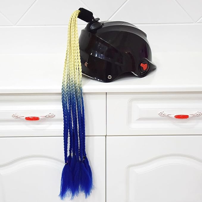 Vibrant Multi-Color Braided Helmet Decoration - Durable Silicone Suction Cups, Easy Install, DIY Styles