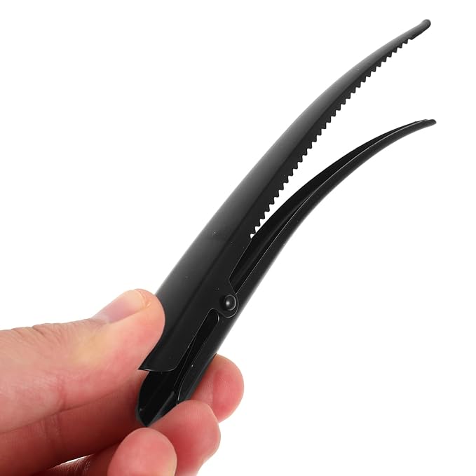 3pcs Duckbill Hair Clips with Teeth, Large Alligator Hair Clips Non-Slip Duckbill Metal Clips for Styling Salon Sectioning (Black)