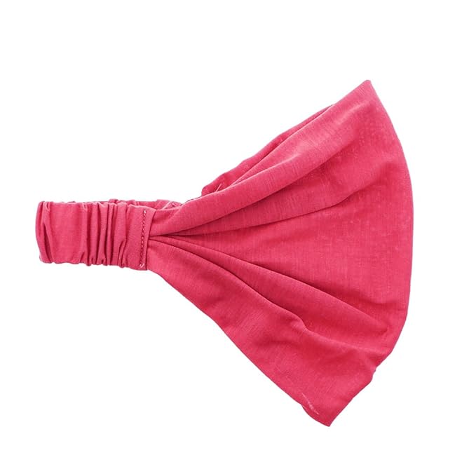 Motique Accessories Hot Pink Wide Cotton Head Band Solid Boho Yoga Style Soft Hairband for Women
