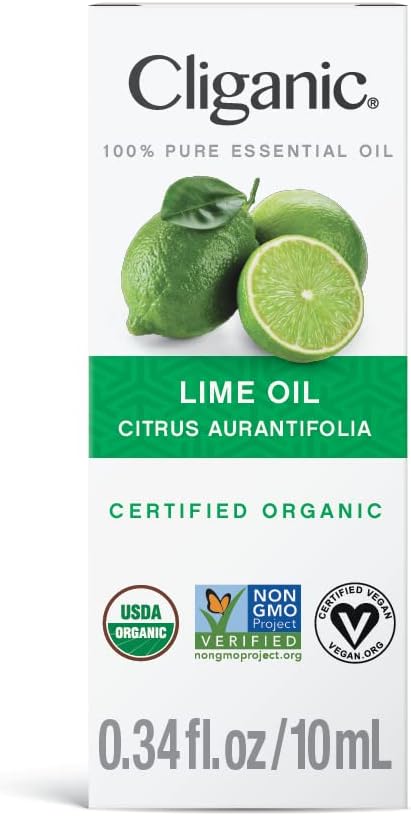 Cliganic Organic Lime Essential Oil for Hair, Skin, Aromatherapy - 100% Pure Natural Undiluted | Non-GMO Verified