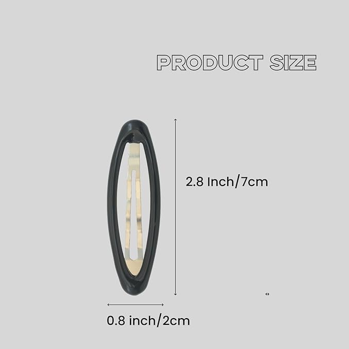 16 Pieces Hair Clips for Thick Hair 2.8 Inch Oval Shape Black XL Hair Clips for Women Metal Snap Non-Slip Hair Grips Hair Accessories