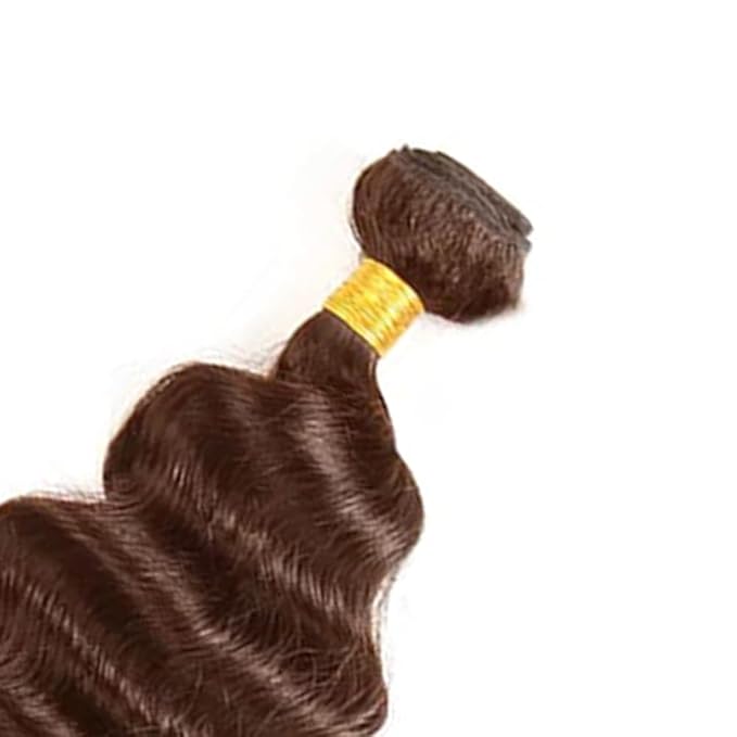 Color 4 Bundles Human Hair Brown Deep Wave Bundles 12 Inch Niegmeag Brazilian Grade 8A Virgin Remy Hair Extensions Double Weft Real Chocolate Hair Weave