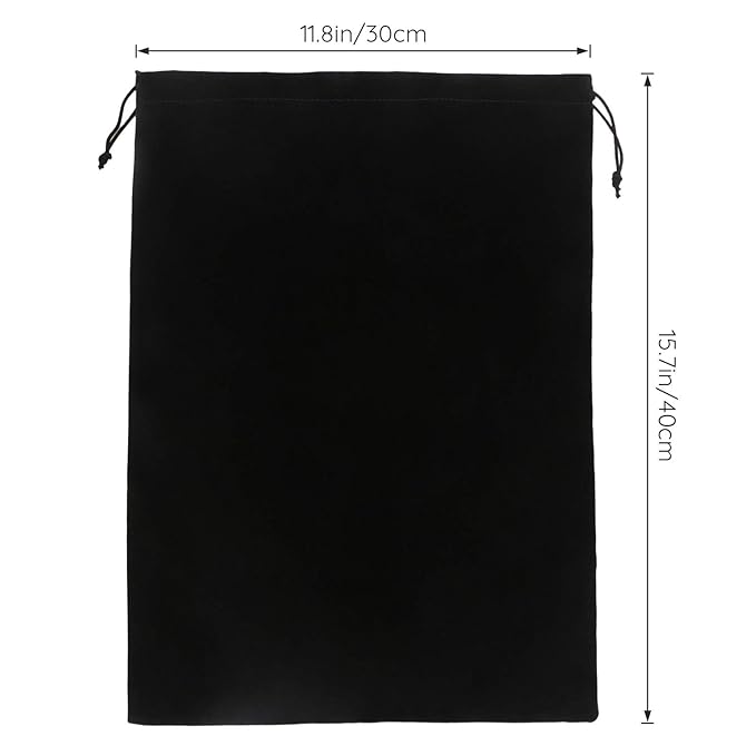 Segbeauty Black Velvet Drawstring Bags with Satin Liner, 2pack 15.7x11.8 Large Hair Dryer and Garment Organizer Bag, 40x30cm Velvet Jewelry Pouches Drawstring Gift Bags Travel Organizer Bag for Blow