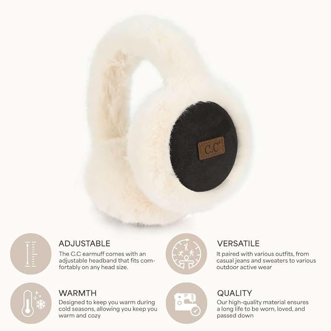 C.C Soft Winter Warm Adjustable Headband Ear Warmer Earmuffs