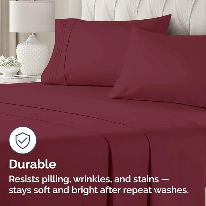 Queen Pillow Cases Set of 4 - Ultra Soft Hotel Quality Pillowcase Covers - Comfy, Cozy & Wrinkle Free - Shrinkage, Stain & Fade Resistant - Machine Washable Pillow Protectors - 4 Piece Set - Burgundy