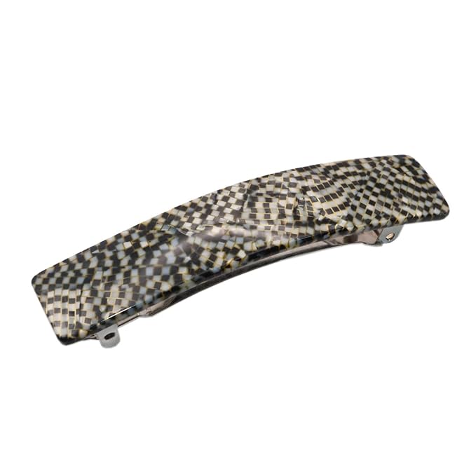 French Amie Oblong Handmade 3.5" Celluloid Automatic Hair Clip Barrette for Girls Strong Hold Hair Clips for Women No Slip Durable Hair Accessories, Made in France (Opera)