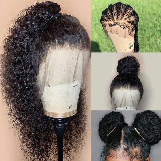 250% Density Deep Wave Human Hair Wig13x6 Mongolian Lace Front Deep Curly Lace Front Wigs Human Hair Pre Plucked Deep Wave Frontal wig For Black Women Full And Thick (34 Inch, 13x6 Wig)