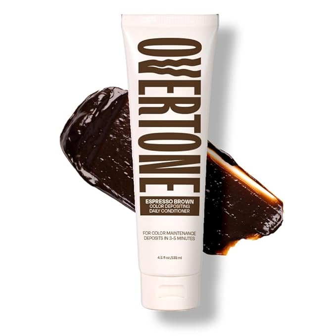 oVertone Daily Color Depositing Conditioner, Espresso Brown, 4.5 oz, Hydrating, Damage-Free Temporary Hair Color for All Hair Types with Shea Butter & Coconut Oil, Vegan & Cruelty-Free