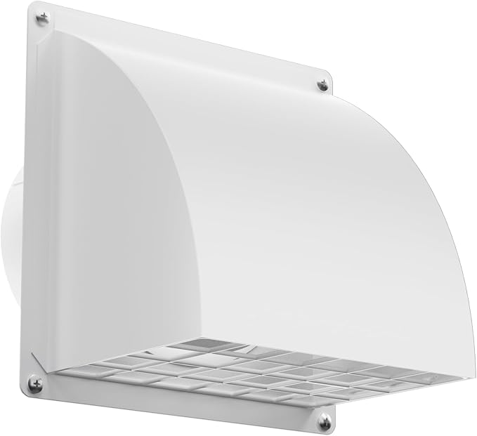 5 Inch Dryer Wall Vent Cover, HG Power Metal Wall Vent Cap Outside with Removable Screen & Cushioned Non-Return Flap for Home Wall, Air Condition, Range Hoods, Kitchen (White)