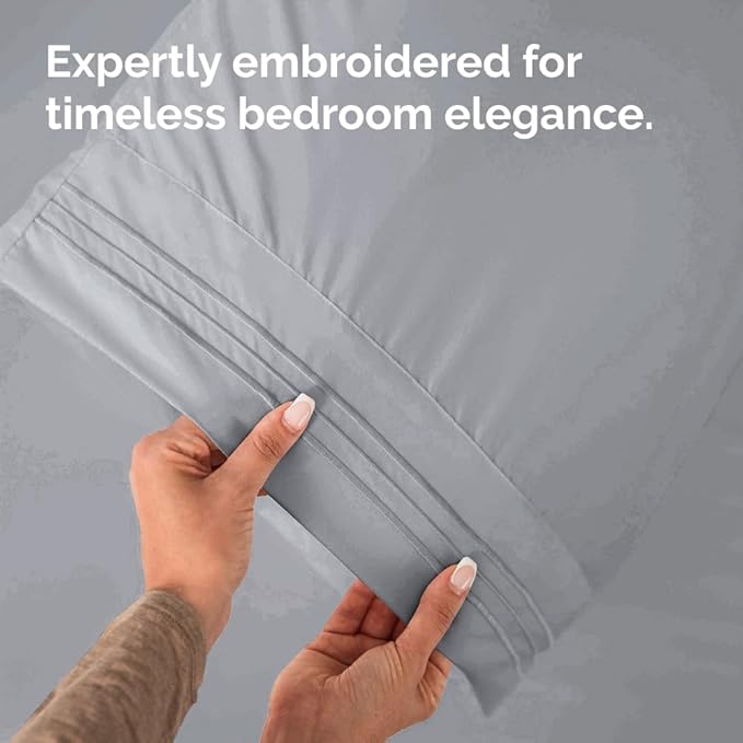Queen Pillow Cases Set of 4 - Ultra Soft Hotel Quality Pillowcase Covers - Comfy, Cozy & Wrinkle Free - Shrink, Stain & Fade Resistant - Machine Washable Pillow Protectors - 4 Piece Set - Steel Blue