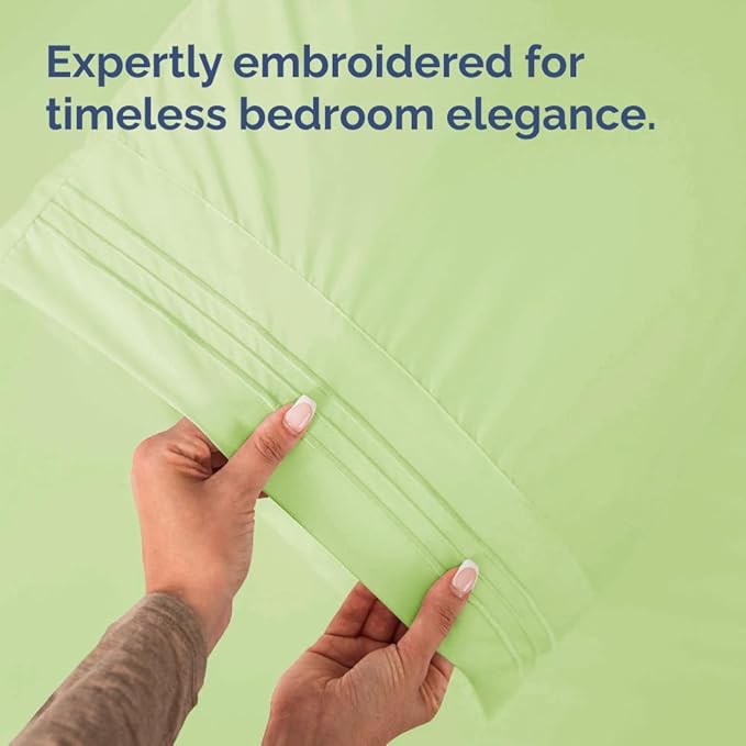 King Pillow Cases Set of 4 - Ultra Soft Hotel Quality Pillowcase Covers - Comfy, Cozy & Wrinkle Free - Shrinkage & Fade Resistant - Machine Washable Pillow Protectors - 4 Piece Set - Light Sage Green