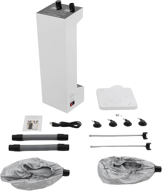 Professional Double-Barreled Hair Steamer with LED Display, 650W Vertical Micro Mist Hair Color Processor for SPA, Salon & Home, Hair Care Machine with Wheels, 5 Modes (White)