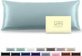 Silk Body Pillowcase Mulberry Silk Pillow Cases with Zipper Soft Breathable Smooth Cooling 20x54 inches Pillowcase for Sleep (Blue Haze,20"X 54",1Pcs)
