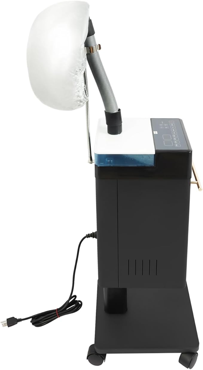 DYRABREST Professional Nano Hair Steamer Heavy-Duty Nano Steam Hair Treatment Machine Freestanding Multi-Function Hair Care Steamer for Color, Spa, Scalp Care, 4 Wheels & External Tank (Black)