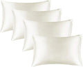 BEDELITE Satin Pillowcase for Hair and Skin, Super Soft Similar to Silk Pillow Cases 4 Pack with Envelope Closure, Cooling Pillowcases for Women Men (20"x30" Queen Size, Ivory)