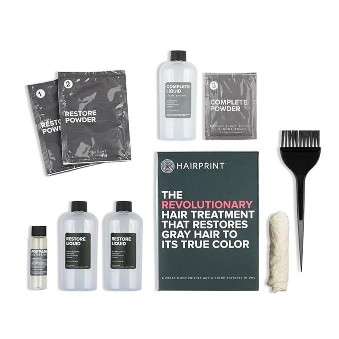 Hairprint True Color Restorer in Light Brown | Patented for Restoring Gray Hair | Replenishes Natural Pigment | Adds Body, Strength, & Texture | At-Home Treatment | Dye-Free & Non-Toxic