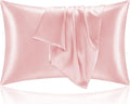 BEDELITE Satin Pillowcase with Zipper, Pink Pillow Cases Queen Size Set of 2, Super Soft and Cooling Similar to Silk Pillow Cases, Gift for Women Men(20x30 Inches)