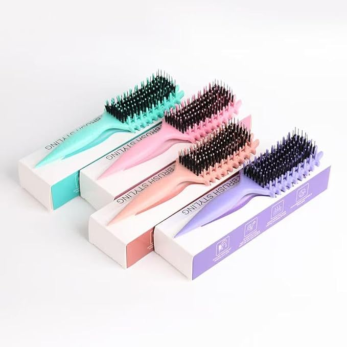 Curly Hair Brush Defining, Vented Curl Defining Brush for Effortlessly Detangling Shaping and Styling Women's Men's Curls on All Wet or Dry Hair Types, Reduces Frizz (Purple)