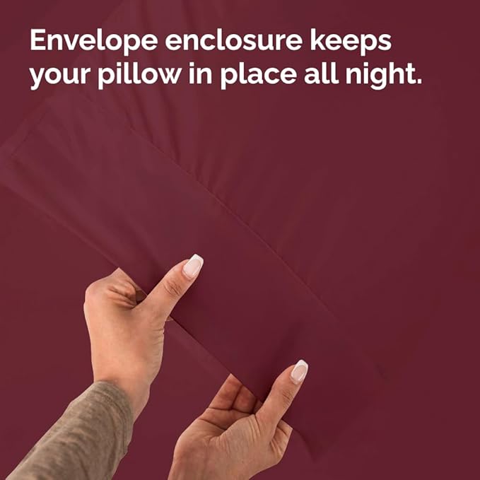 King Pillow Cases - 2 Pack - Super Soft Pillowcase Covers - Envelope Enclosure - Hotel Quality Pillow Protectors - Wrinkle Free, Shrink and Stain Resistant - Machine Washable - 20" x 40" (Burgundy)