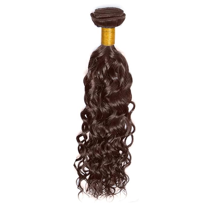 Brown Water Wave Bundles Human Hair Dark Brown Bundles Niegmeag Peruvian Virgin Remy Hair Single Bundle 26 Inch Double Weft Color 4 Wet and Wavy Bundle Hair Weave
