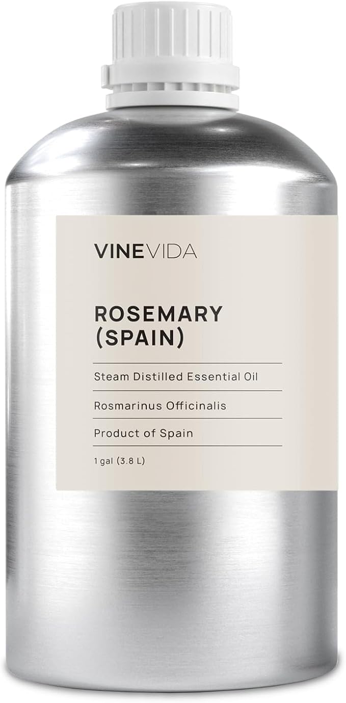VINEVIDA Rosemary Spain Essential Oil - Gallon Rosemary Spain Oil Undiluted - Bulk Gallon Essential Oil for Soap Making Safe for Skin - DIY Candle Scents for Candlemaking Scents - 8 lbs