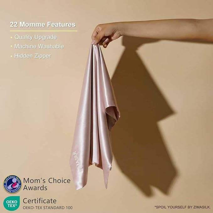 ZIMASILK 22 Momme Silk Pillowcase for Hair and Skin - 100% Pure Mulberry Silk with Hidden Zipper, Grade 6A Luxury Pillow Case for Women, Soft & Durable, Gift Box (King 20"x36" Pink)