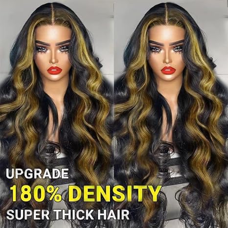 13x6 Ombre Lace Front Wig Human Hair Pre Plucked 200% Density HD Transparent Frontal Human Hair Wigs for Women Bleached Knots with 1b/27 Color Baby Hair 26inch