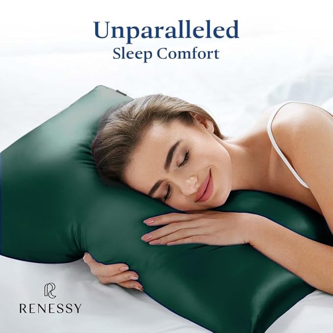 Premium Silk Pillowcase 100% Organic Mulberry Silk, 22 Momme, Grade 6A - Oeko-Tex Certified in Germany - Luxury for Hair & Skin, 1 Piece (Standard Size 20x26 Inches, Emerald Green)