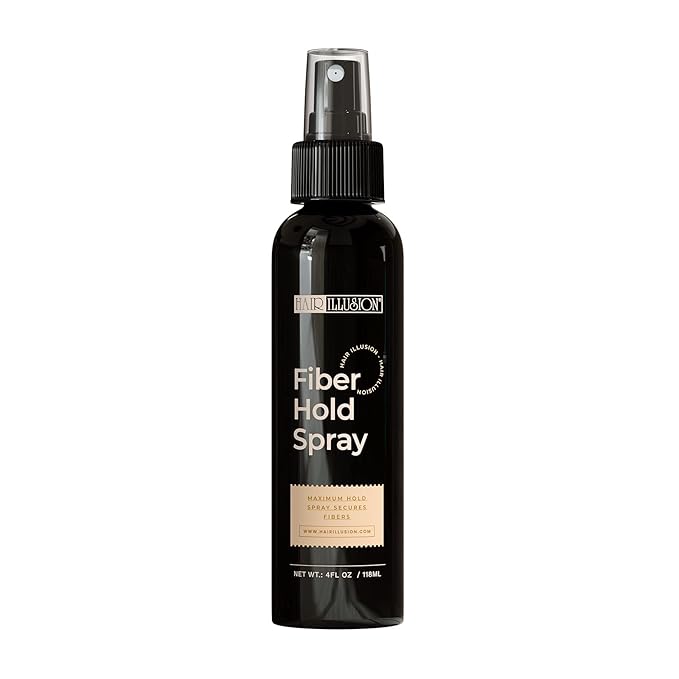 Hair Illusion Dark Brown Real Hair Fibers and Holding Spray for Thinning Hair and Bald Spot Cover Up - 100% Natural Texture, Non-Synthetic Fibers for Women & Men - 38 Gram