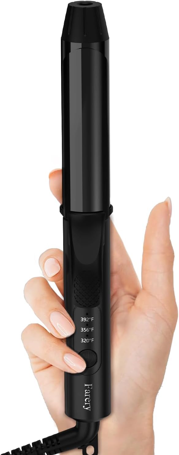 FARERY Travel Curling Iron, 1 Inch Mini Curling Iron Travel Size with 3 Adjustable Temp, 100-240V Dual Voltage, Auto-Off, Ceramic Mini Hair Curler with Keratin&Argan Oil Infuse, Includes Storage Bag