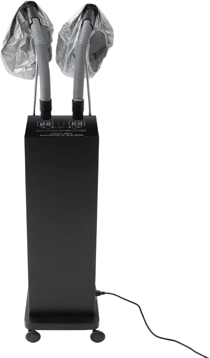 Nano Hair Steamer with 2 Vaporizing Caps, Professional Micro Mist Hair Processor with Rolling Wheels, 650W 110V Nano Hair Steamers Machine, Multifunctional Hair Steamer for Home Barber Shop (Black)