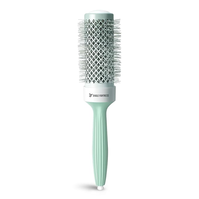 Eagle Fortress Round Brush for Blow Out, Thermal Ceramic Hair Brush for Blow Drying with Ionic Bristle for Professional Blowout Brushing - Green, 43mm
