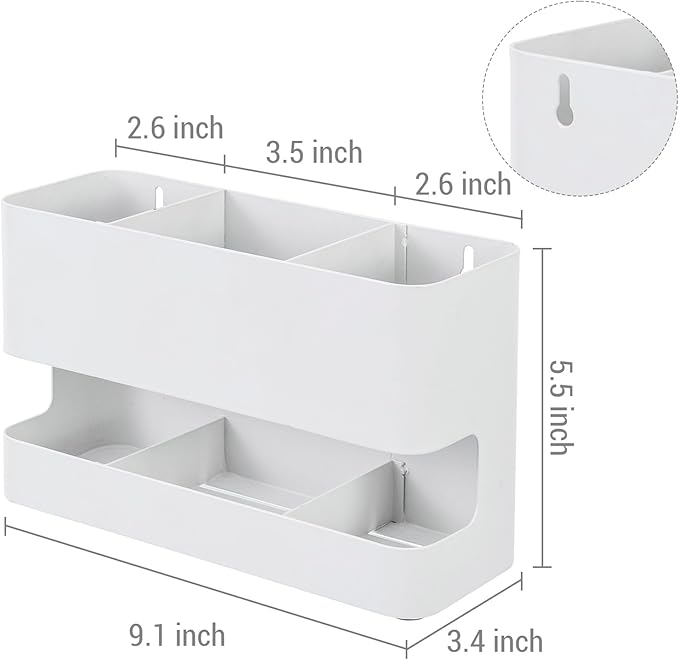 MyGift Modern Wall Mounted White Metal Hair Styling Tools and Accessories Heat Resistant Holder with 3 Slots, Salon Hot Tool Organizer Rack for Blow Dryer Straightener Curling Iron