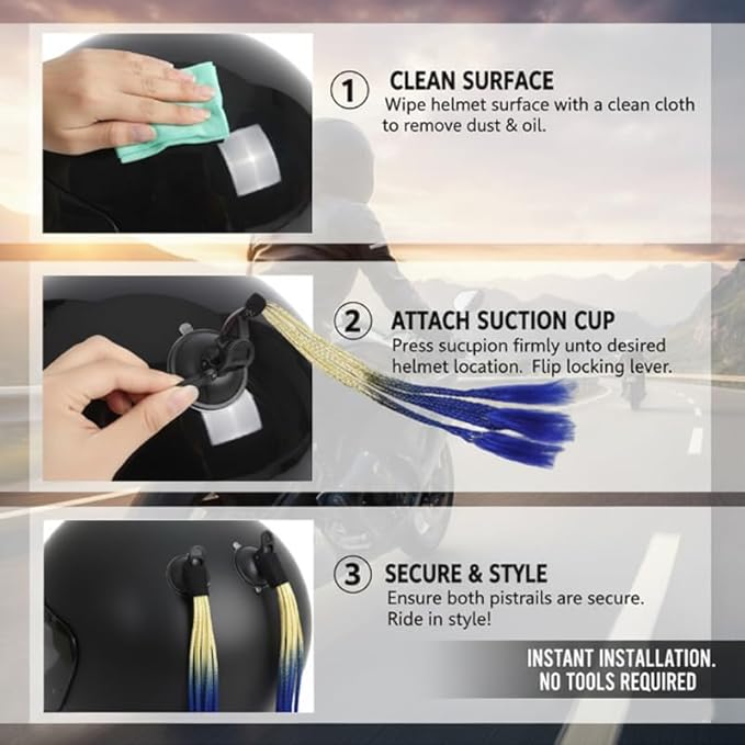 Vibrant Multi-Color Braided Helmet Decoration - Durable Silicone Suction Cups, Easy Install, DIY Styles