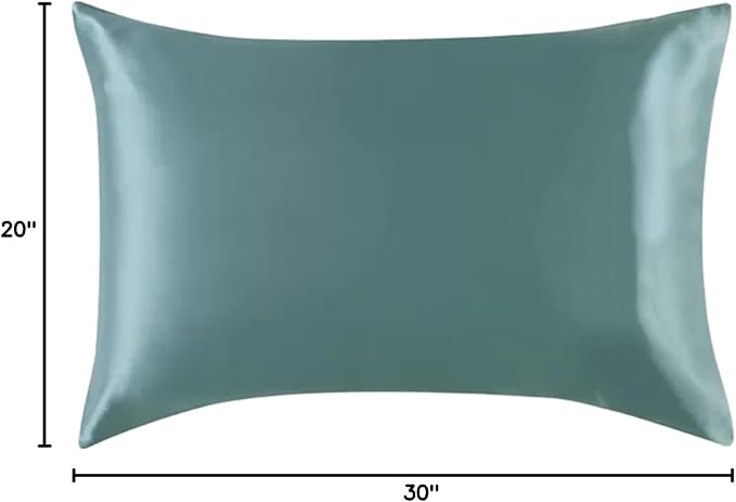 Teal Silk Pillow Cases Queen Made in USA, 100% Mulberry Silk Pillowcase with Hidden Zipper, Premium 22 Momme Cooling Acne Pillowcase, 1 Pack 20"x30" (Queen, Mineral Blue)