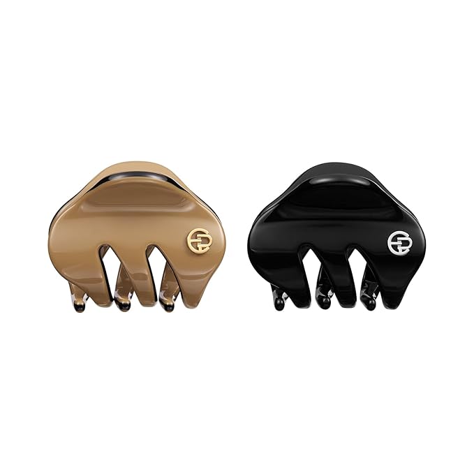 EVITA PERONI Small Hair Clips 2 Pcs Set, Mini Hair Clip for Hair, Little Tiny Claw Clips for Women Girls Half Updo (Caramel Brown, Elegant Black)