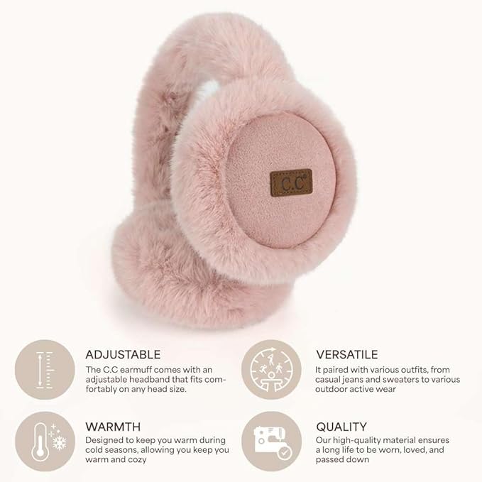 C.C Soft Winter Warm Adjustable Headband Ear Warmer Earmuffs