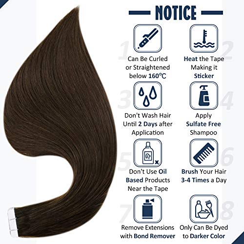 Full Shine Hair Extensions Real Human Hair Invisible Tape in Color Dark Brown 18Inch Straight Seamless Real Remy Skin Weft Tape in Extensions 20Pcs 50Grams Silky Hair Add Volume