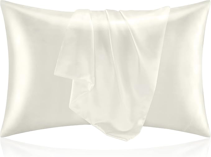 BEDELITE Satin Pillowcase for Hair and Skin, Super Soft and Cooling Similar to Silk Pillow Cases 2 Pack with Envelope Closure, Gift for Women Men(20"x40" King Size, Ivory)