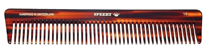 Hand-made European Swiss Tortoise comb #15 7 3/8"x 1 9/16"Inch Havana Brown Gold