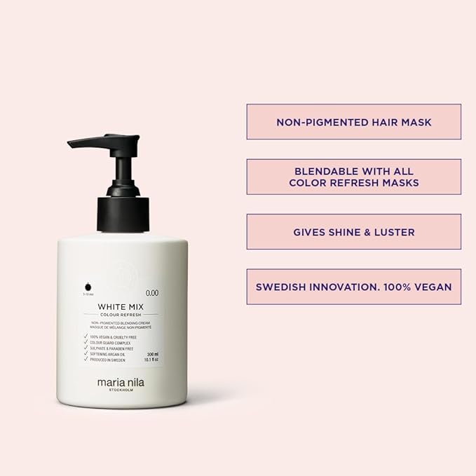 Maria Nila Color Refresh White Mix, 10.1 Fl Oz / 300 ml, Non-pigment, Brings out Pastel colors whe mixed, 100% Vegan & Sulfate/Paraben free