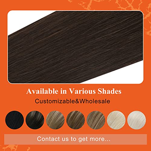 Full Shine Hair Extensions Tape in Color 2 Dark Brown Tape in Hair Extensions Human Hair 12Inch Skin Weft Hair Extensions 20Pcs 30Gram Tape Ins Human Hair Extensions for Women