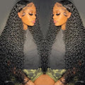 13x6 Deep Wave Lace Front Wigs Human Hair 200% Density HD Lace Front Wigs Human Hair Pre Plucked Natural Color Glueless Wig 100% Virgin Lace Front Wigs for Women（28inch）