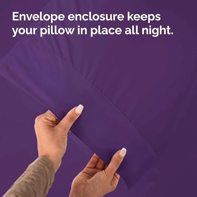 Queen Pillow Cases - 2 Pack - Super Soft Pillowcase Covers - Envelope Enclosure - Hotel Quality Pillow Protectors - Wrinkle Free, Fade, Shrink & Stain Resistant - Machine Washable - 20" x 30" (Purple)