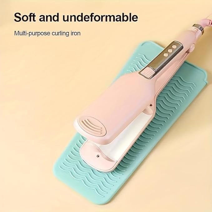 Silicone Heat Insulation Pad, Heat Resistant Silicone Mat Pouch for Flat Iron, Hot Hair Tools, Portable Hair Styling Tool Accessories (Grey)