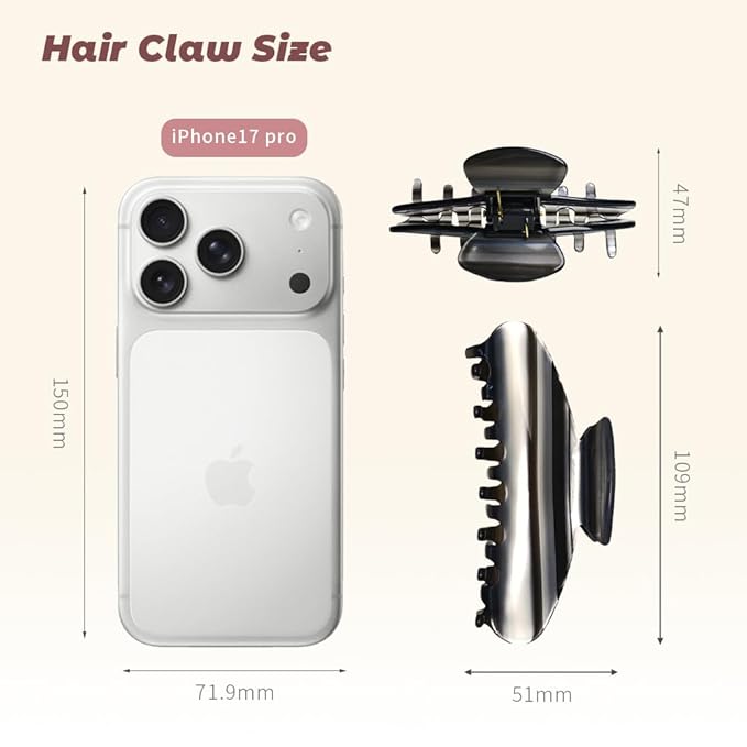 French Hair Claw Clips for Women Grils,4 Inch Strong Hold No Slip Grip Accessories Acetate Material,Not Easily Damaged,Thick or Thin Hair (Black & White)