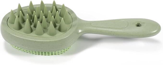 Double Sided Scalp Massager Hair Growth, Shampoo Brush Head Scalp Massager for Hair Growth Scalp Scrubber with Soft Silicone Bristles (Green)