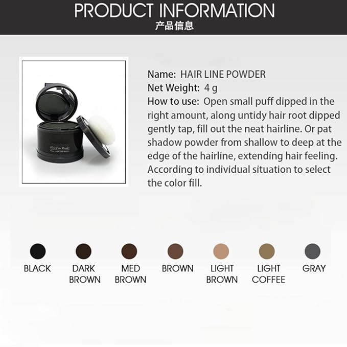 Brown Hair Root Dye Powder - Instantly Cover Gray Hair with Thin Hair Color Shadow 4g