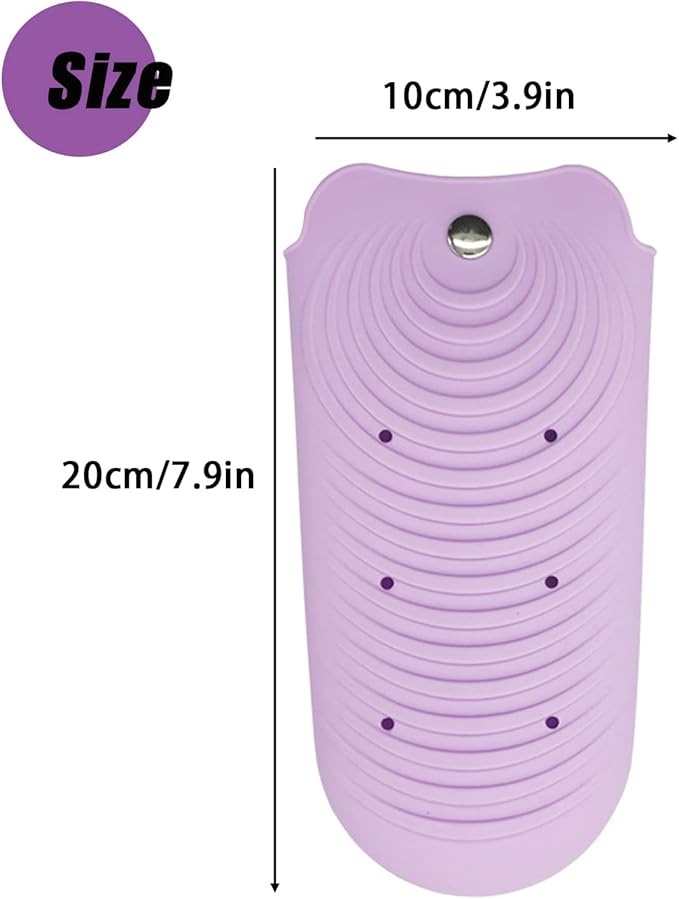 Heat Resistant Silicone Mat Pouch for Hair Styling Tools, Curling and Flat Irons Non-Slip Travel Cover, Small Portable Straightener Pad for Curler Wands Storage, Hot Waver (Purple)